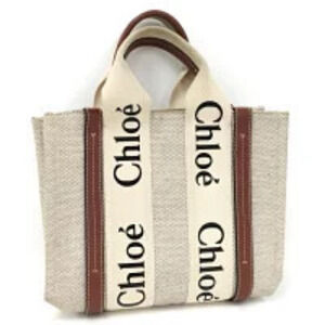 Chloe Tote Bag Woody Canvas Ivory White